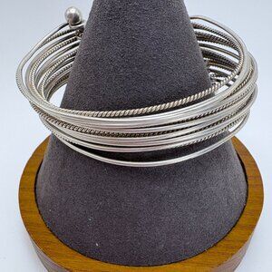 VTG Sterling Silver 925 Multi-Band Wide Cuff Bracelet Bangle Bracelet Style SZ L